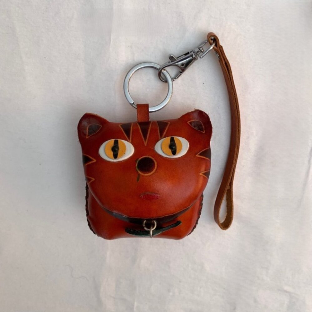 Leather Cat Wristlet, Pouch, Coin Purse Magnet Closure